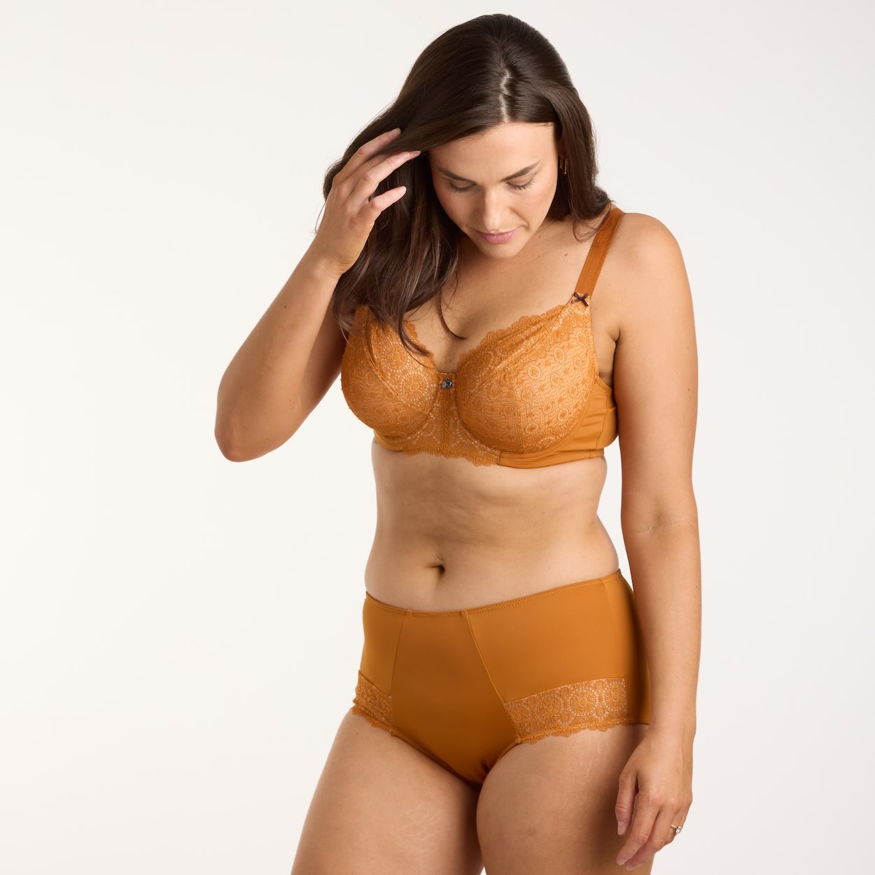 Geo Lace Full Brief - Burnt Orange