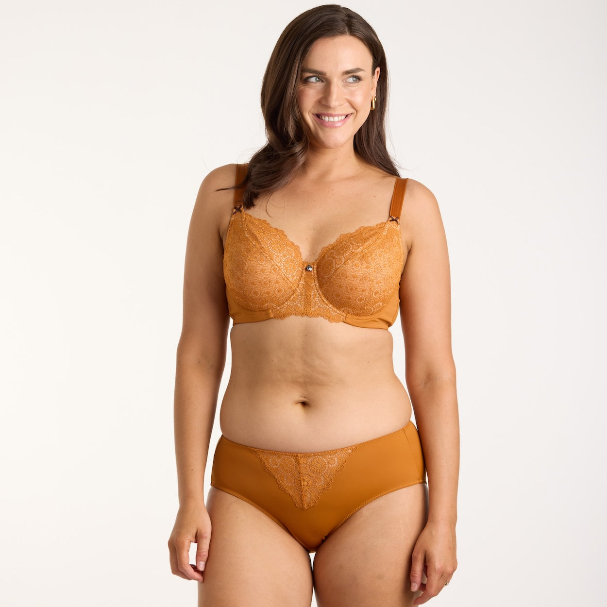 Geo Lace Midi Brief - Burnt Orange