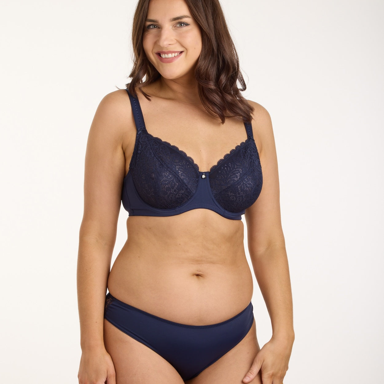 Lily Lace Full Cup Bra - Navy