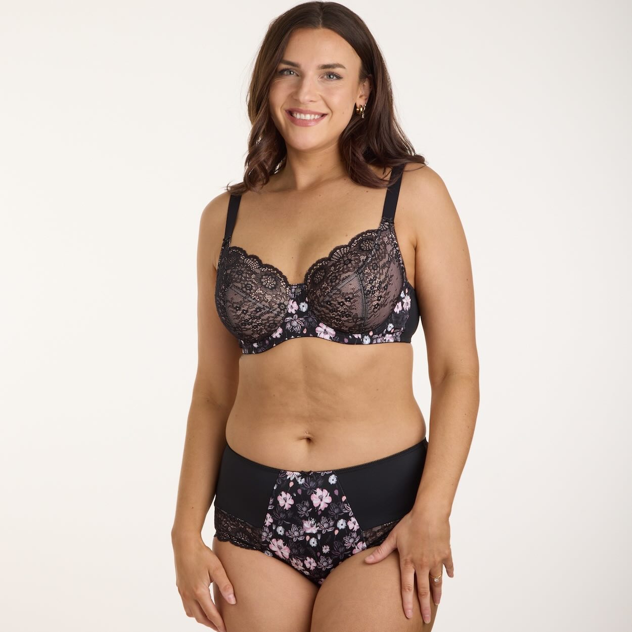 Print Full Cup Bra - Black Bloom