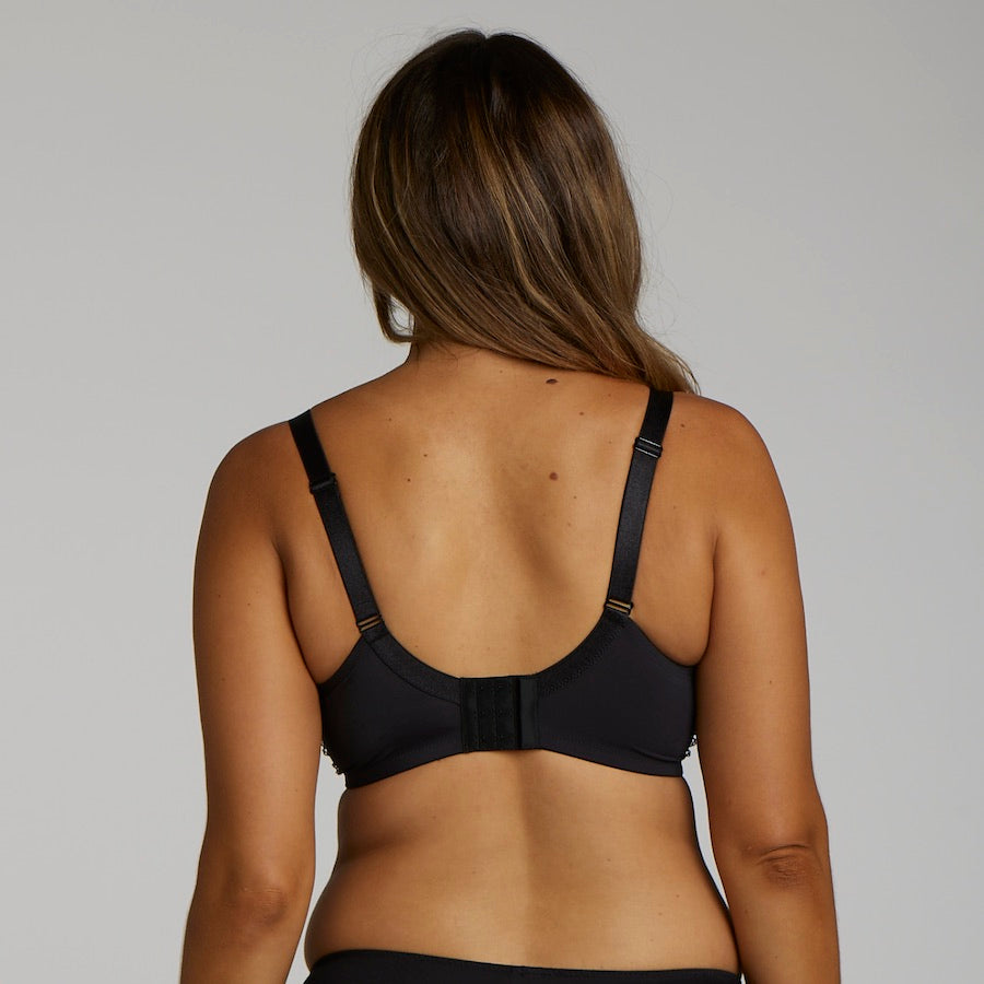 Print Wirefree Premium Support Bra - Black Pebble
