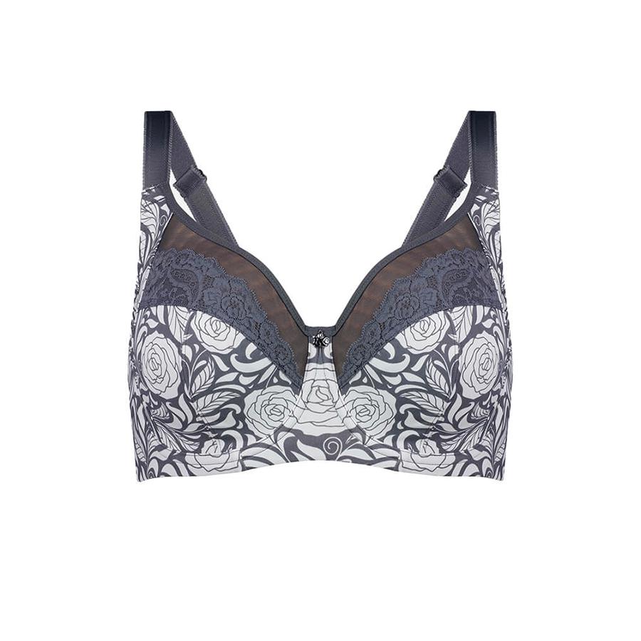 Signature Print Full Cup Bra - Premium Support - Pewter Rose