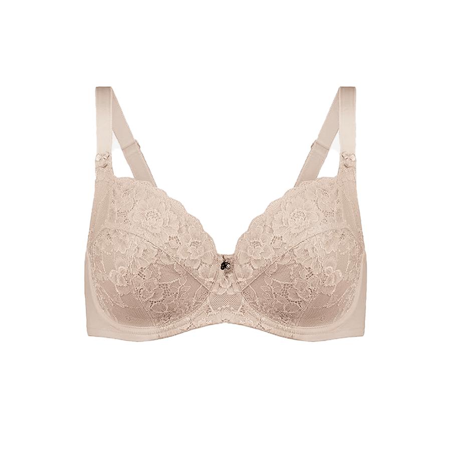 Full Lace Cup Dahlia Bra - Enhanced Support - Almond Detail Image