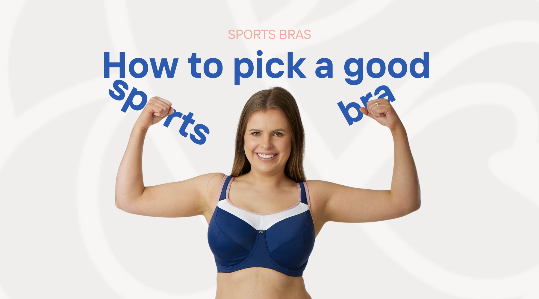 Woman in blue sports bra with text 'how to pick a good sports bra'