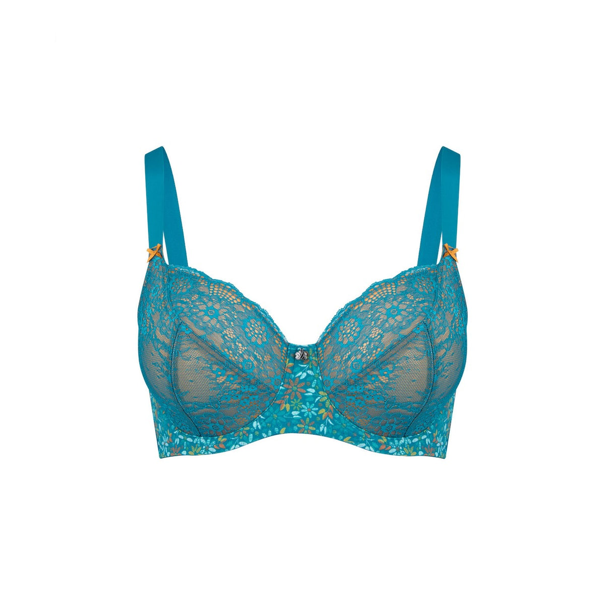 Print Full Cup Bra - Teal Blossom | Rose & Thorne