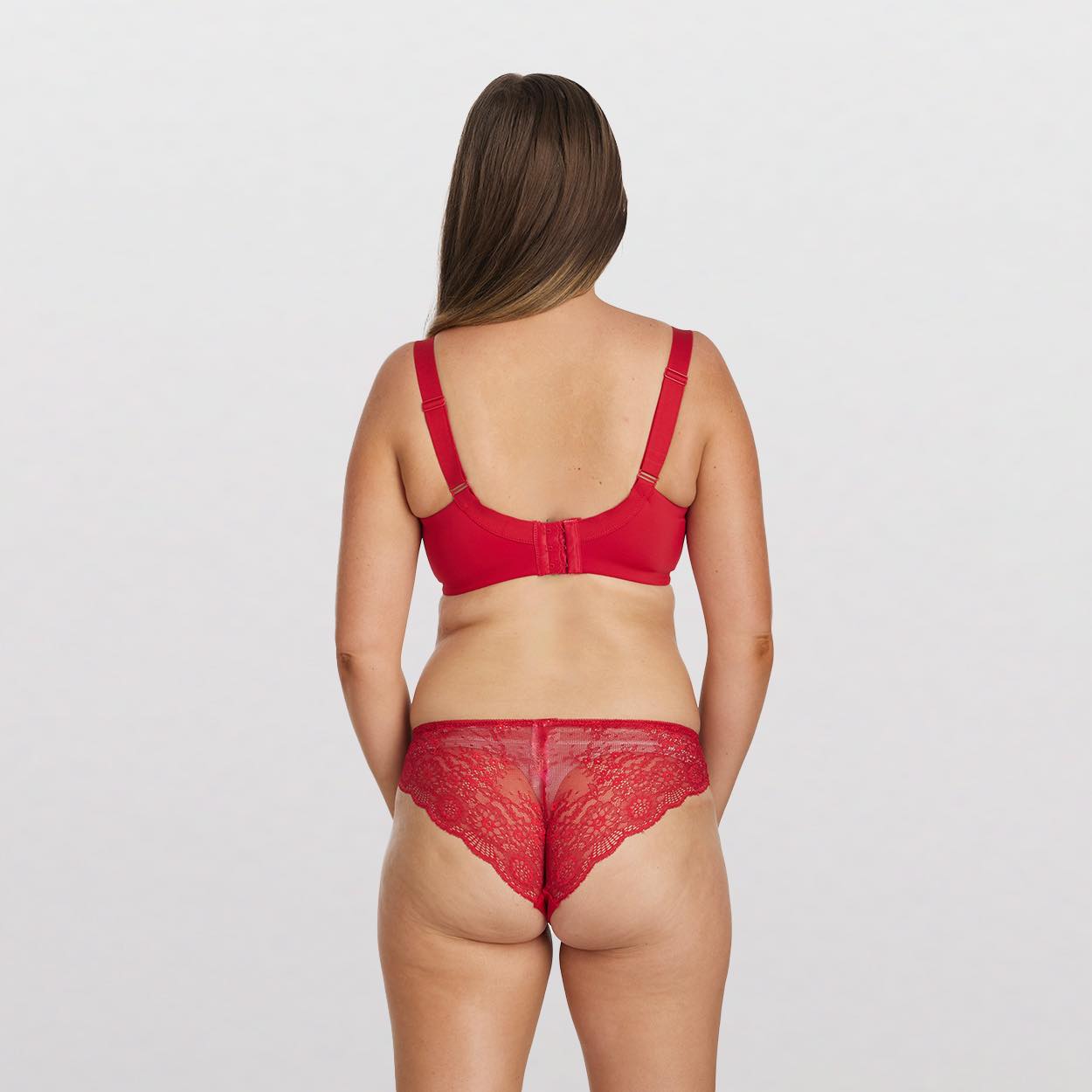 Peony Lace Premium Support Bra & Bikini Brief Set - Savvy Red