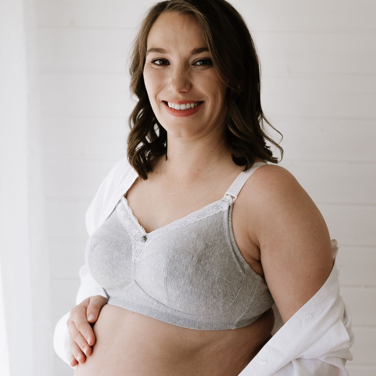 Cotton Maternity Bra - Grey Marl