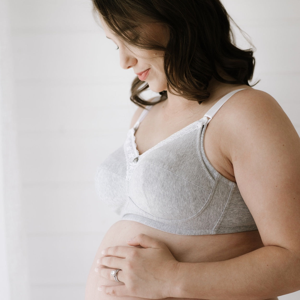 Cotton Maternity Bra - Grey Marl