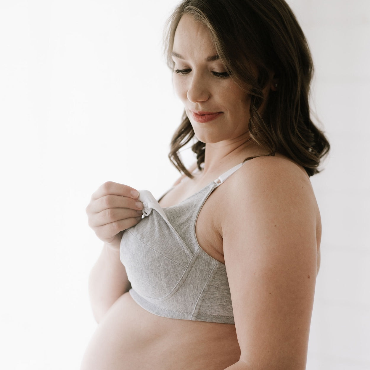 Cotton Maternity Bra - Grey Marl