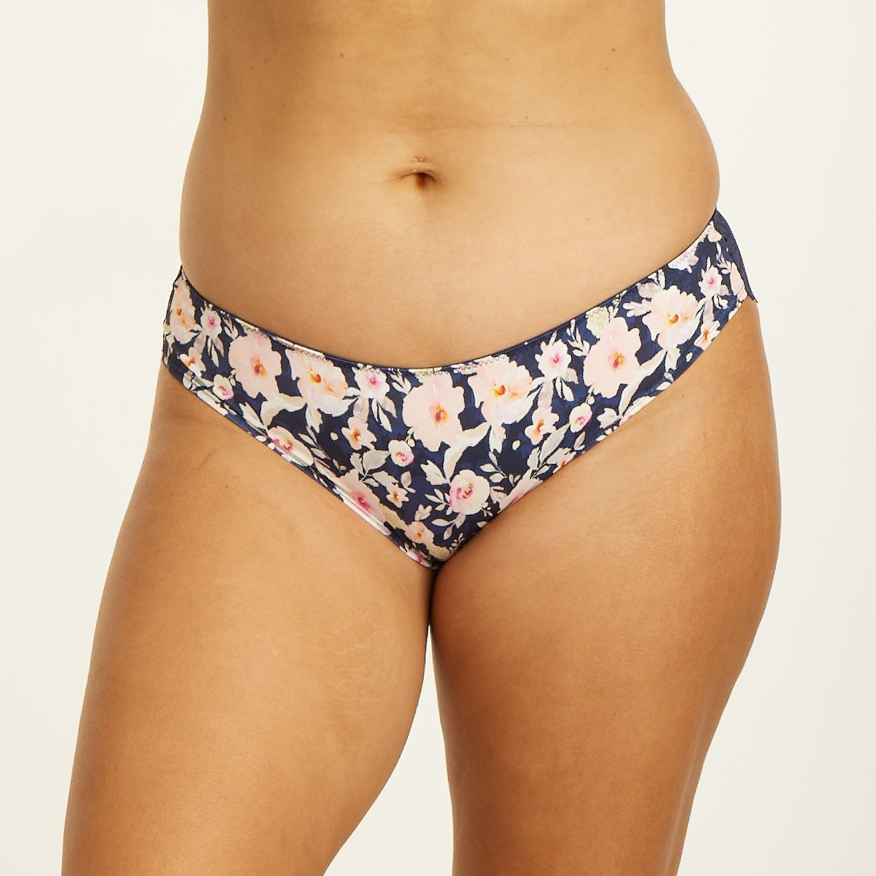 Lace Bum Bikini Brief - Navy Fleur