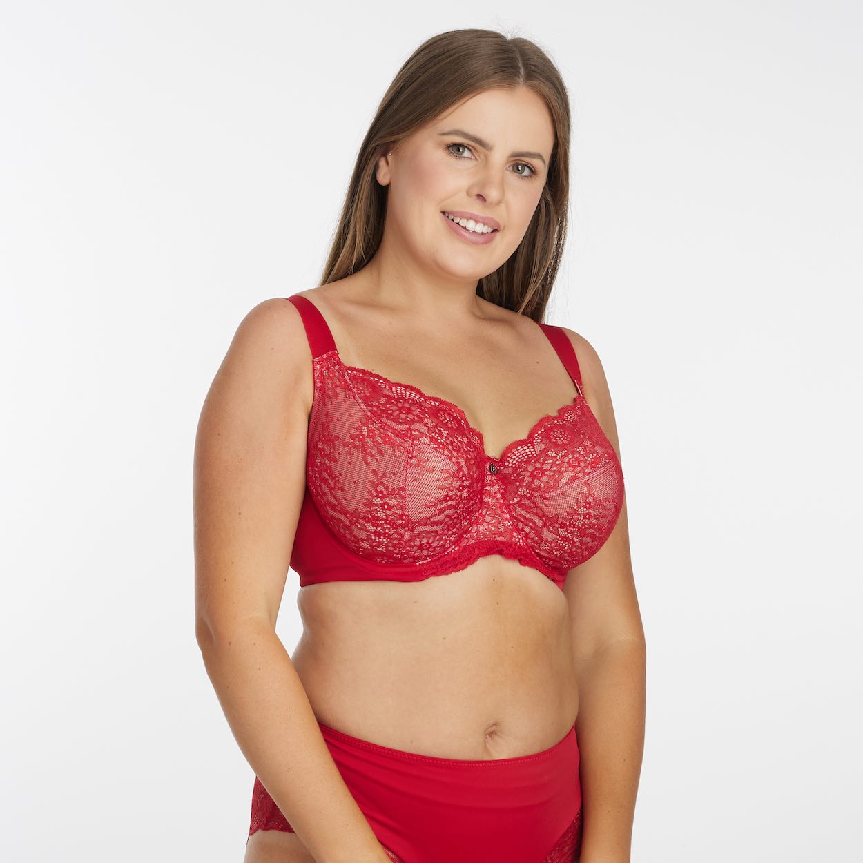 Peony Lace Premium Support Bra - Savvy Red