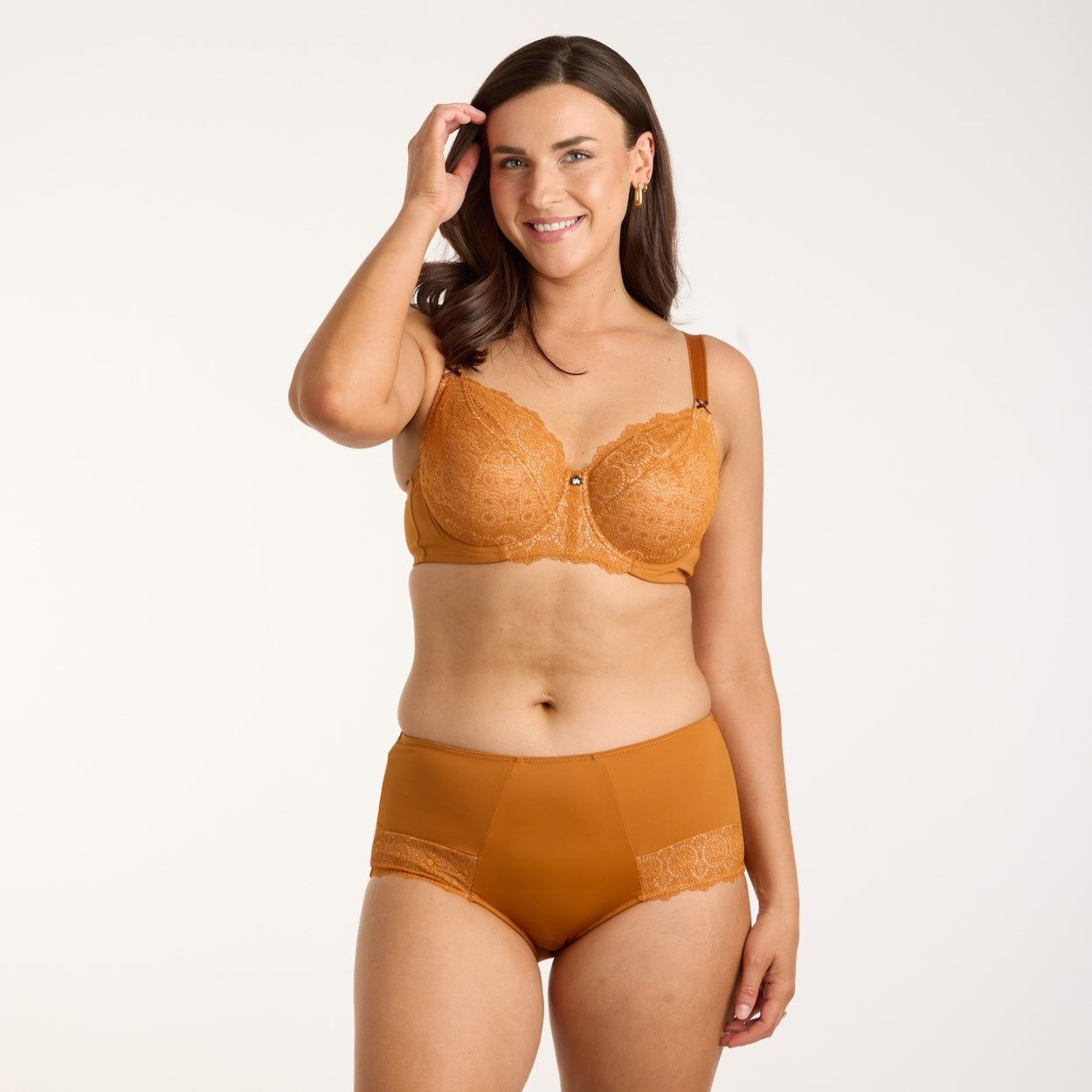 Geo Lace Full Brief - Burnt Orange