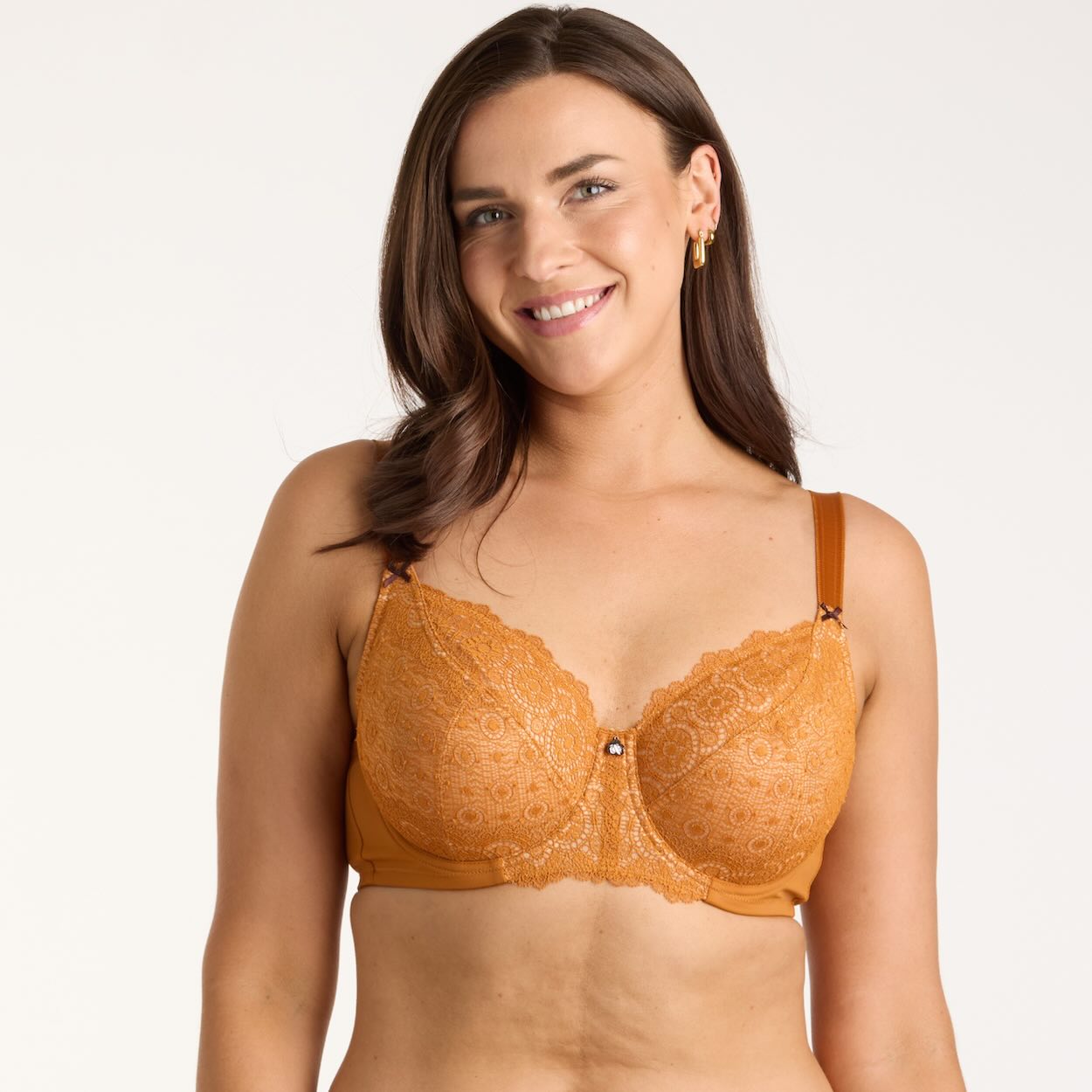 Geo Lace Full Cup Bra - Burnt Orange