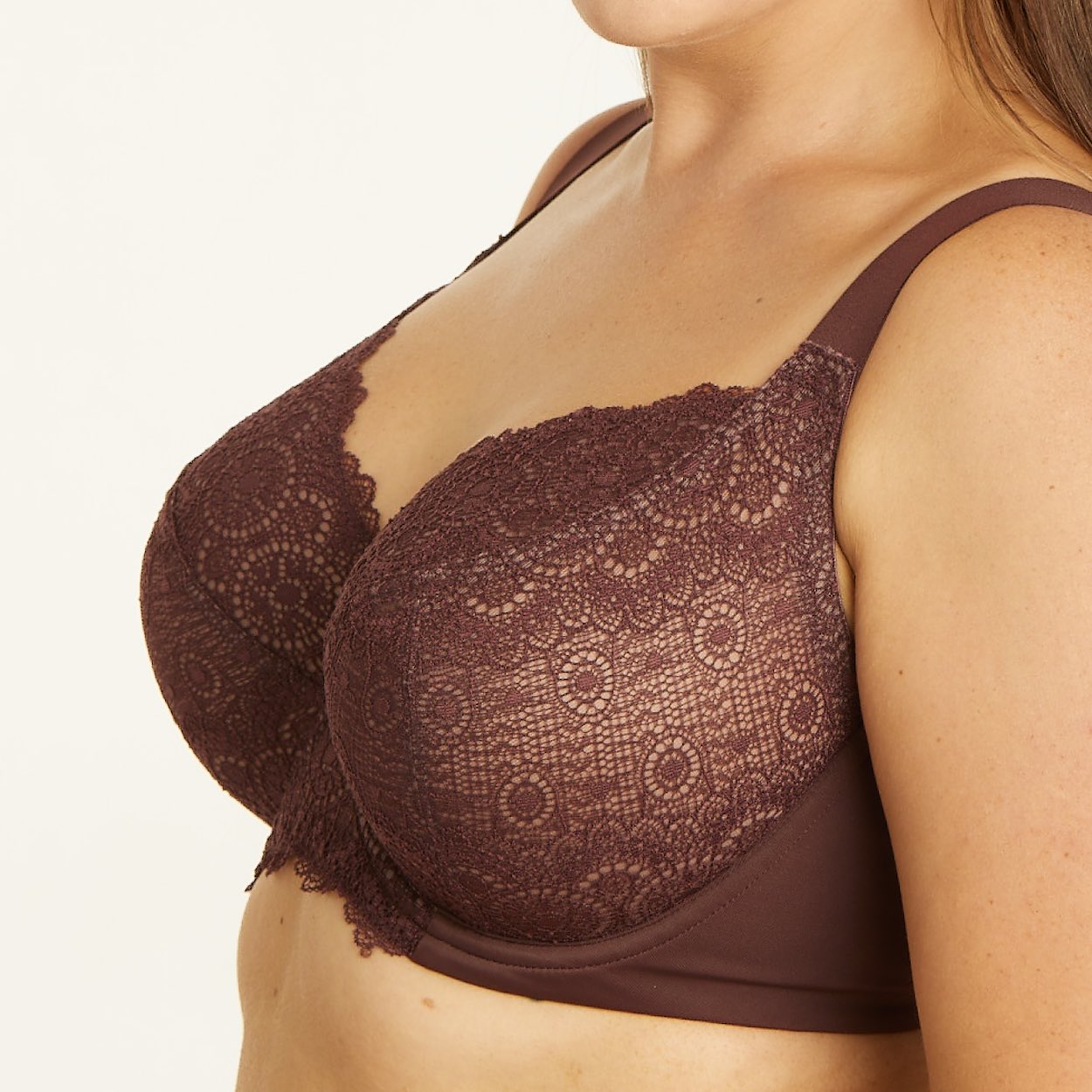 Geo Lace Premium Support Bra - Mocha