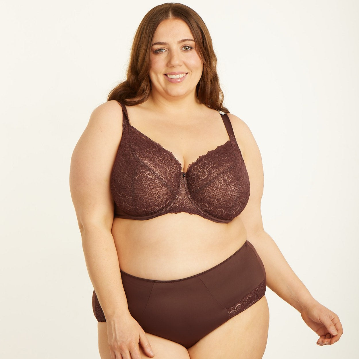 Geo Lace Premium Support Bra - Mocha