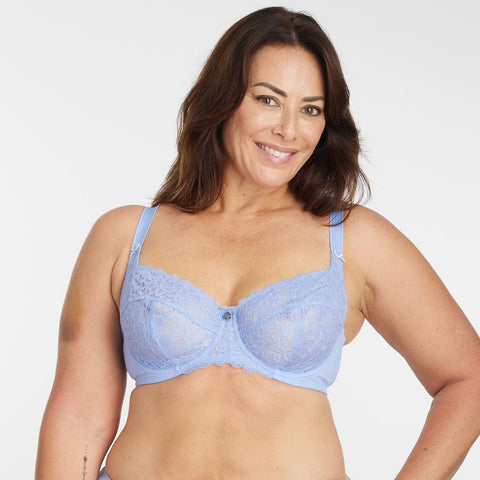 Contrast Lace Full Cup Bra - Violet