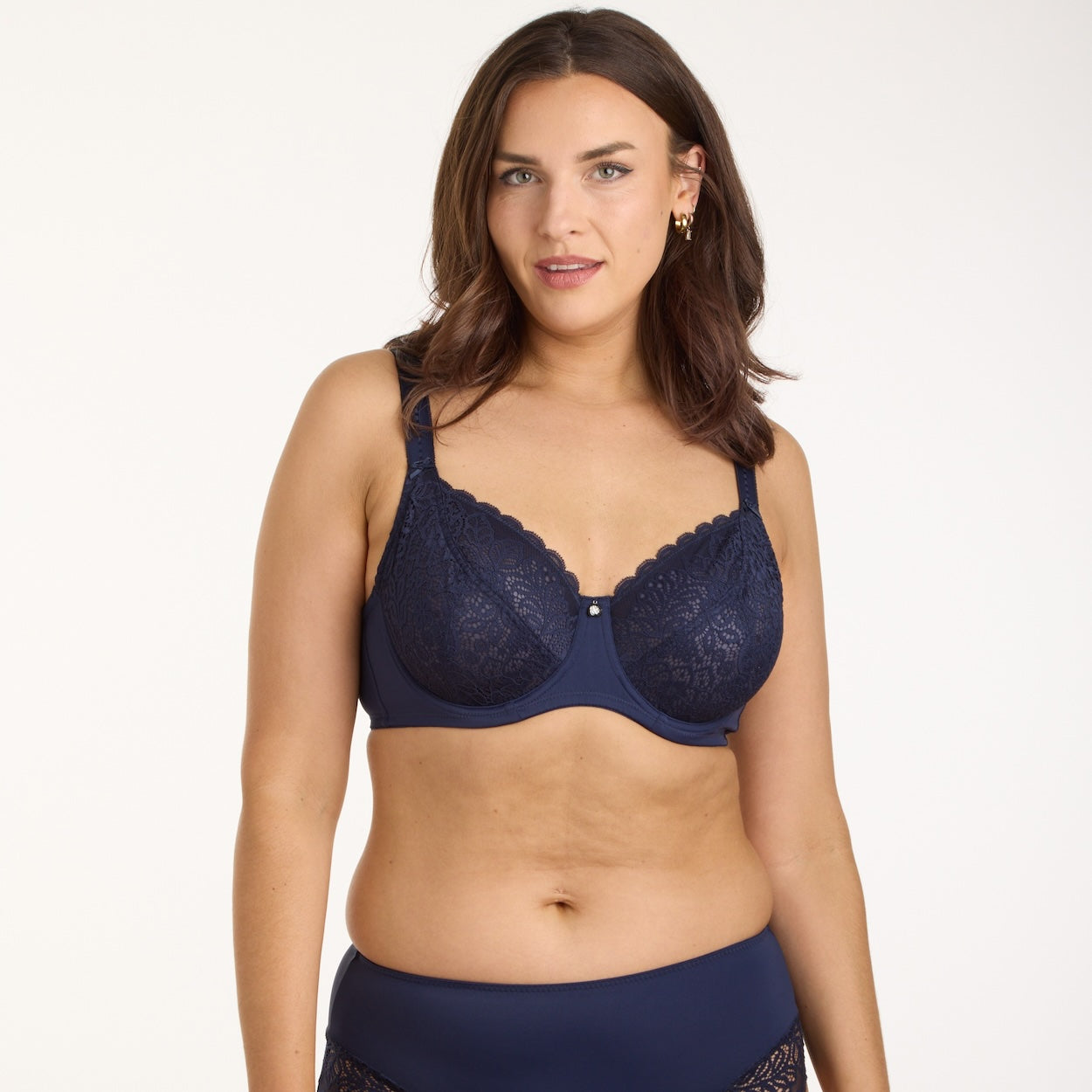 Lily Lace Full Cup Bra - Navy