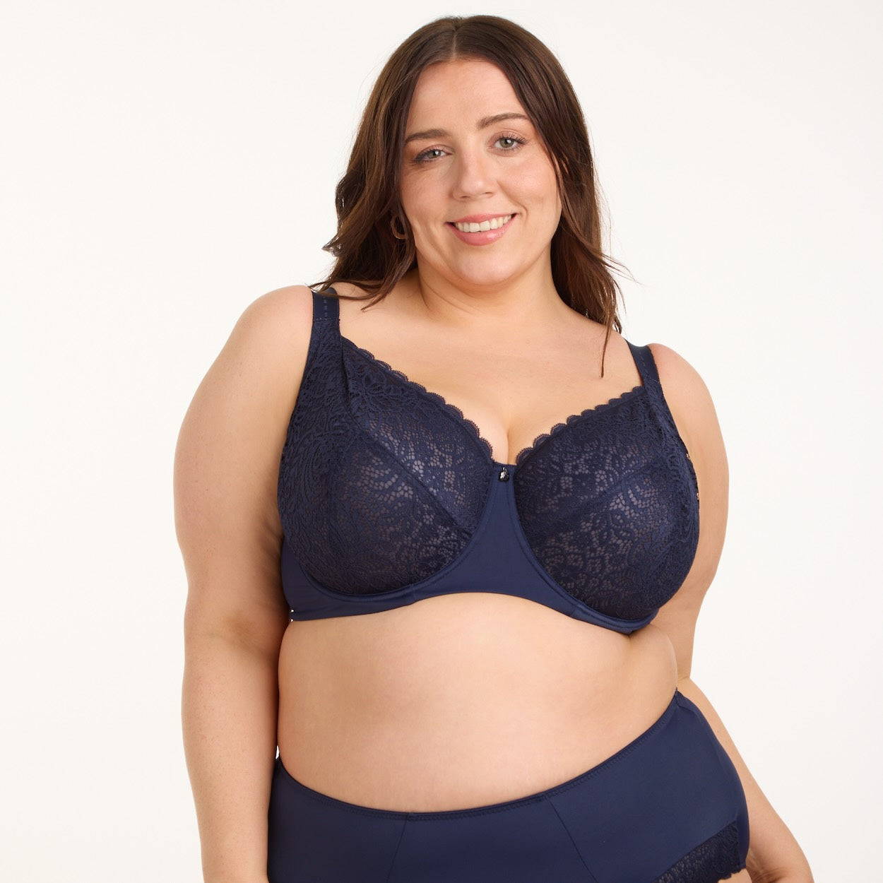 Lily Lace Premium Support Bra - Navy