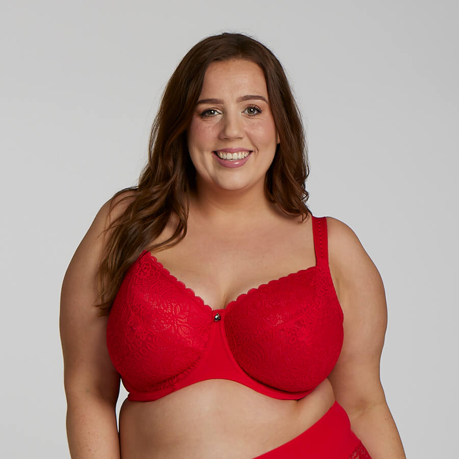 Lily Lace Premium Support Bra & Bikini Brief Set - Ruby Red