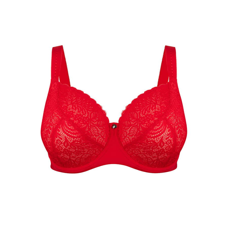 Lily Lace Premium Support Bra - Ruby Red