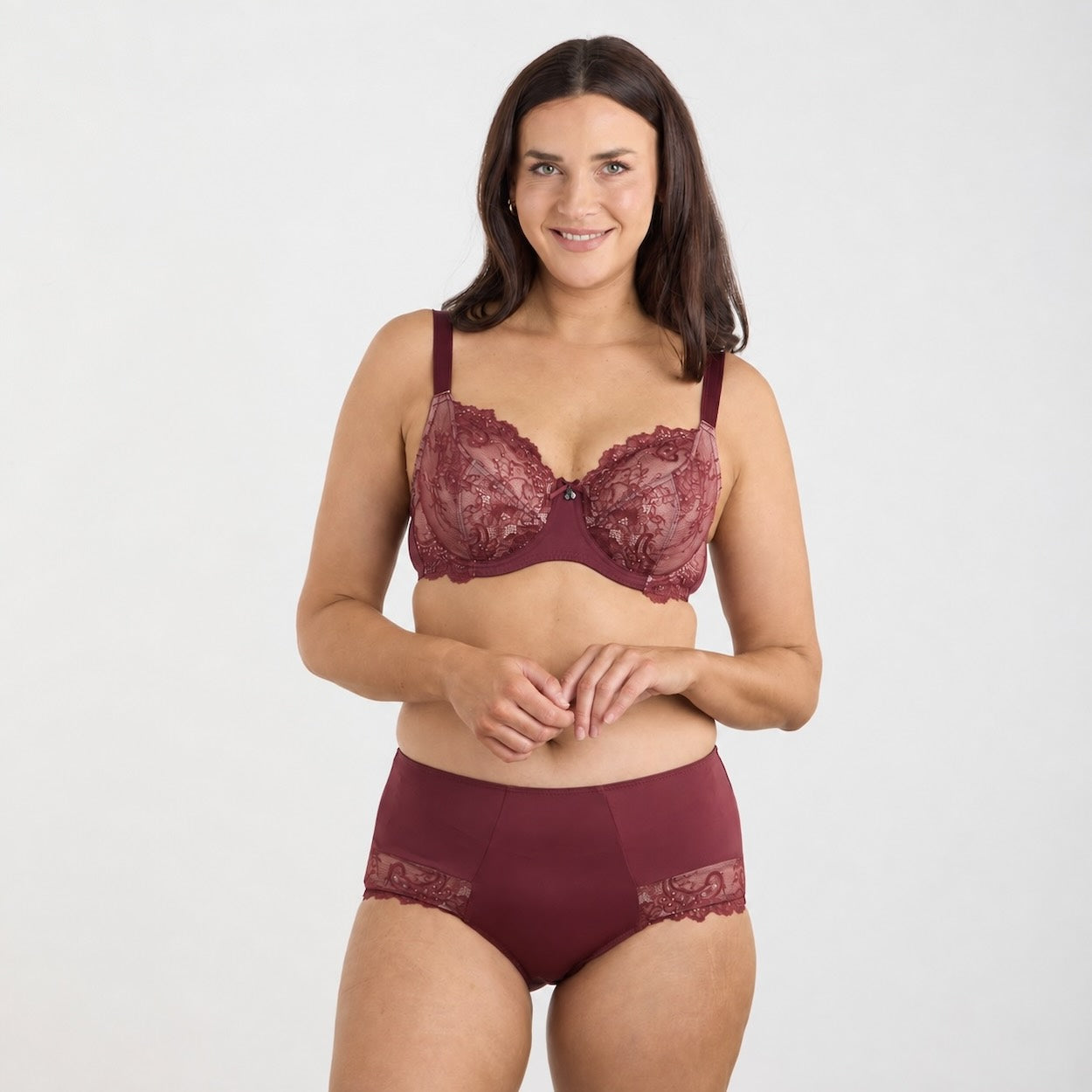 Nightingale Lace Full Cup Bra - Burgundy