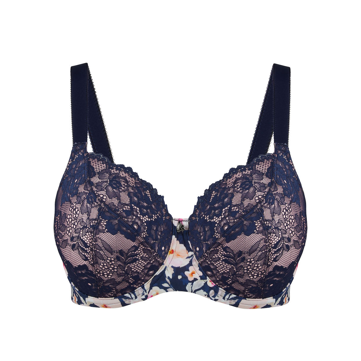 Print Premium Support Bra - Navy Fleur