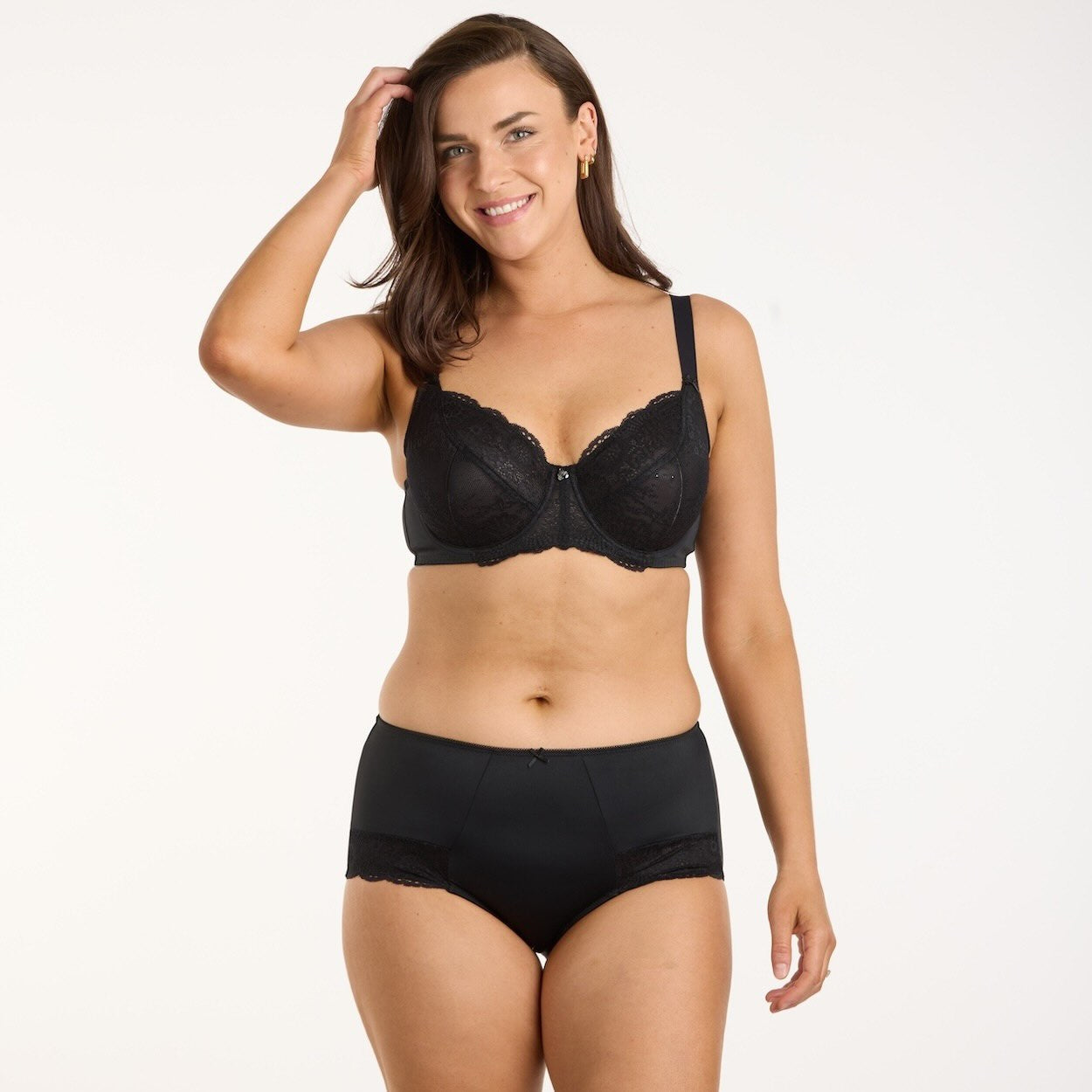 Peony Lace Full Brief - Black