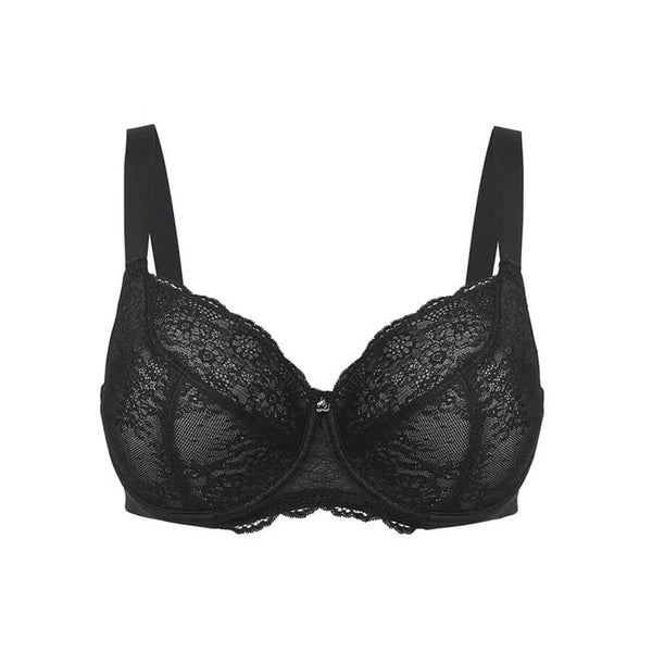 Peony Lace Premium Support Bra - Black