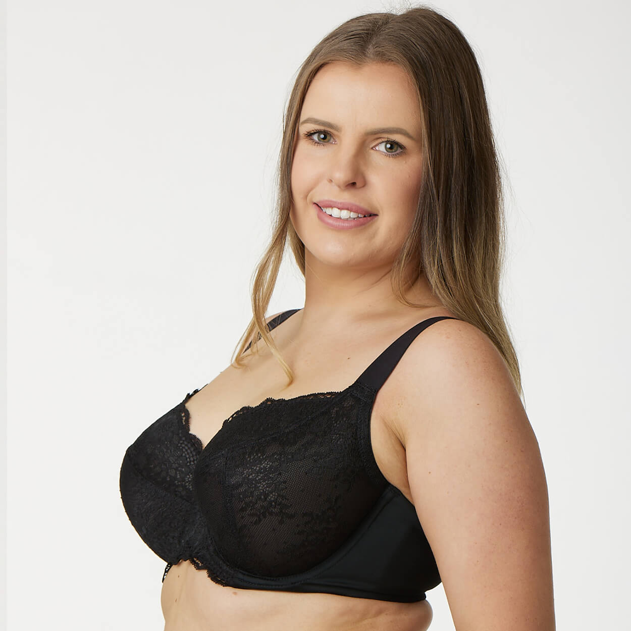 Peony Lace Premium Support Bra - Black