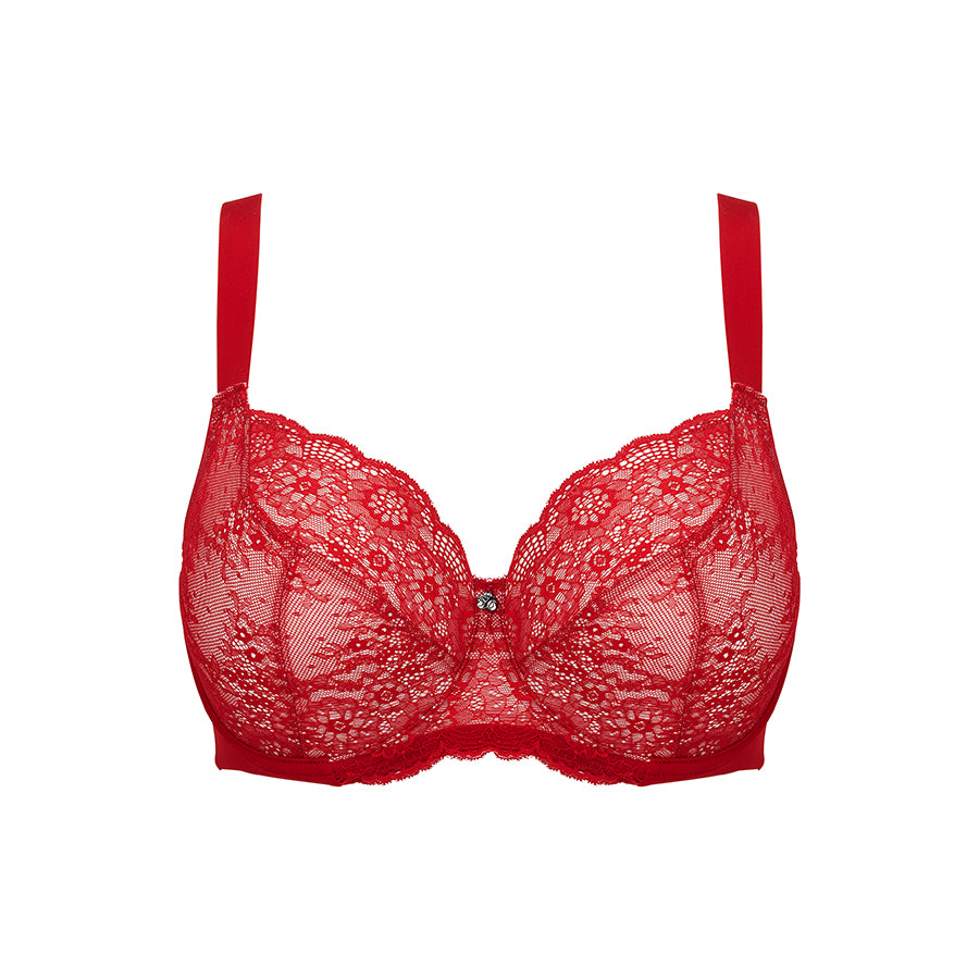 Peony Lace Premium Support Bra - Savvy Red