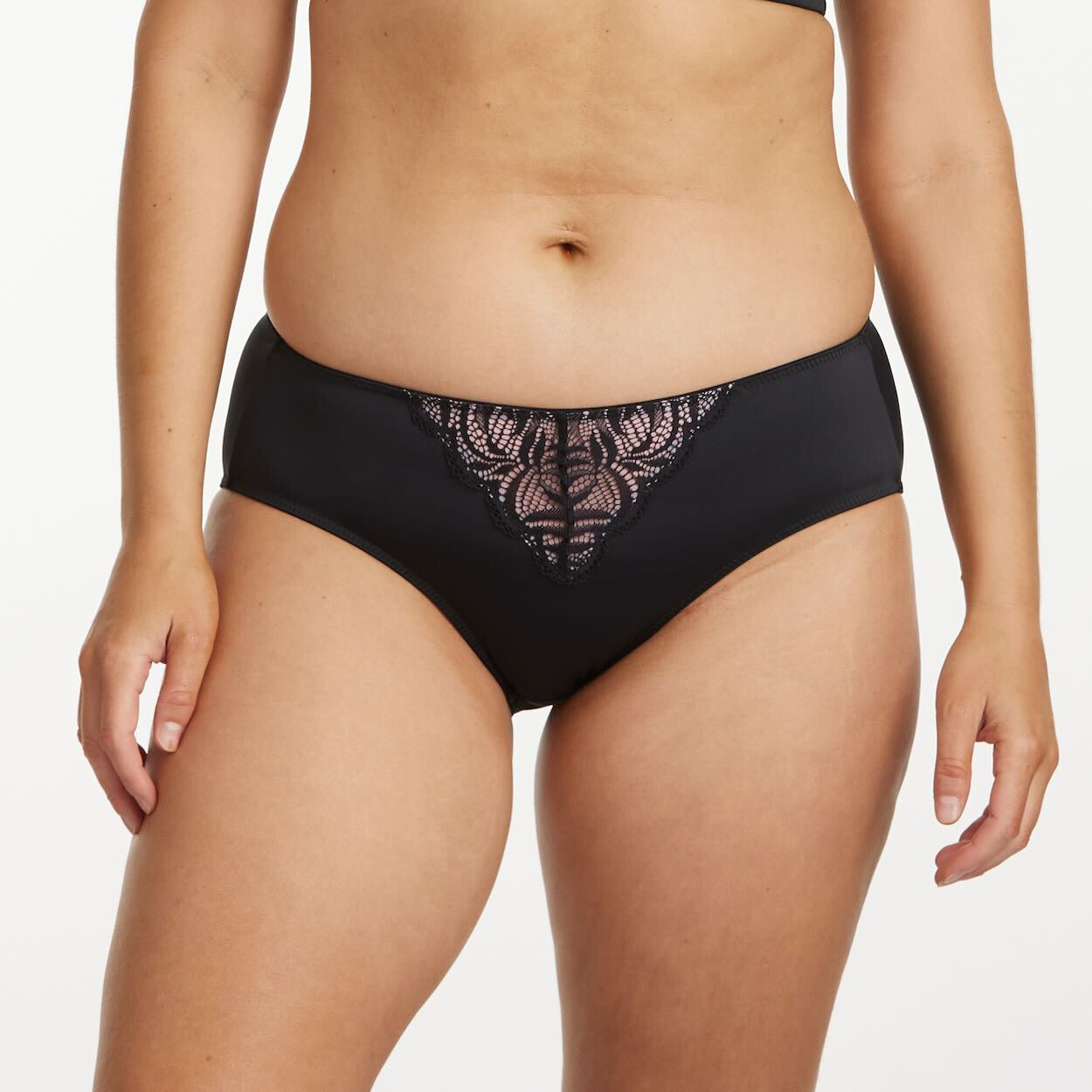 Radiate Lace Midi Brief - Blush Black