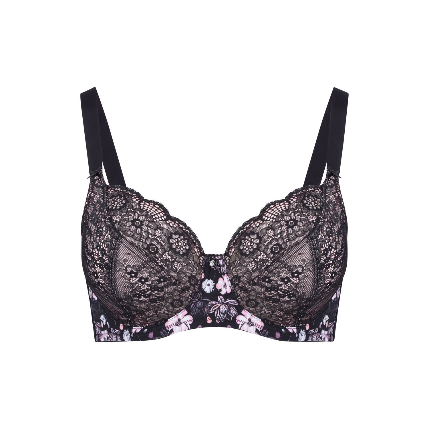 Print Full Cup Bra - Black Bloom