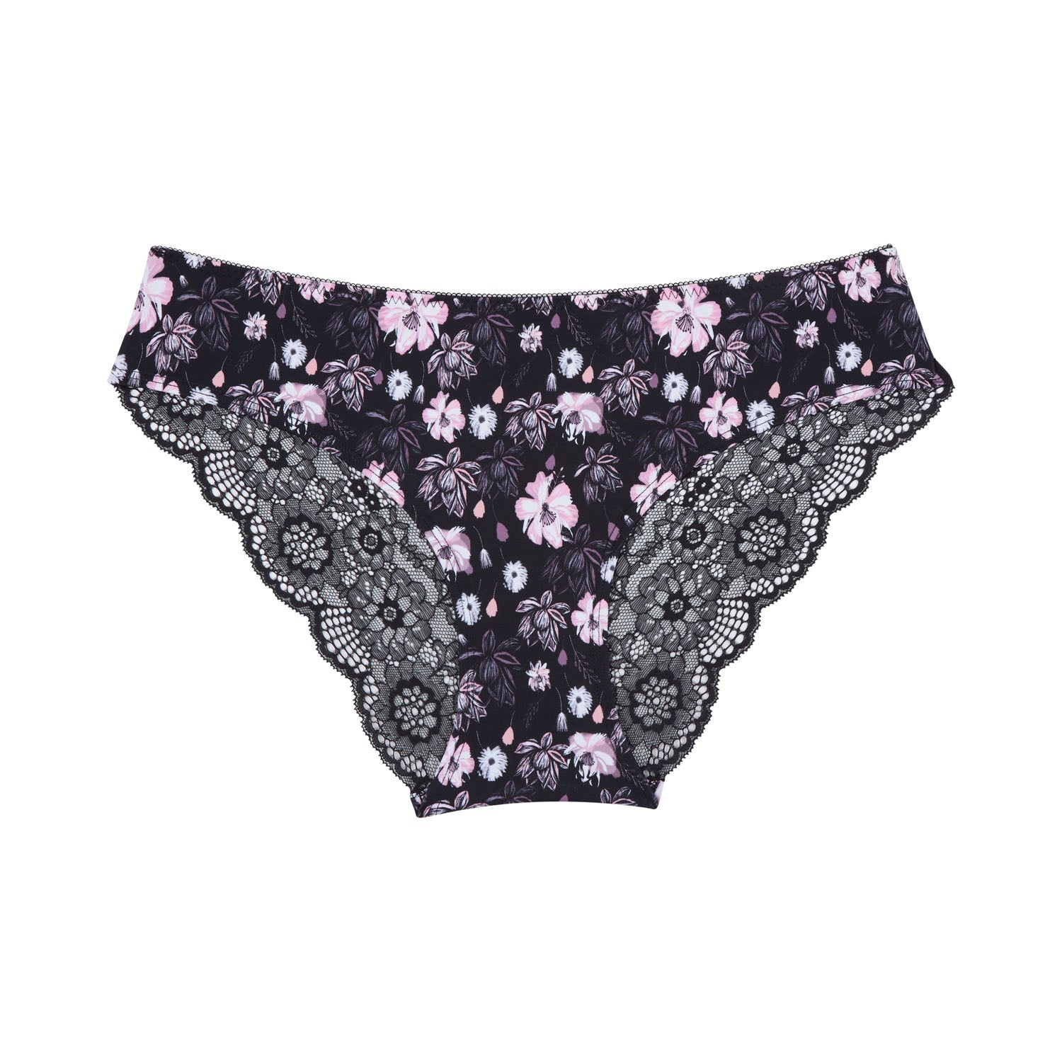 Lace Bum Bikini Brief - Black Bloom