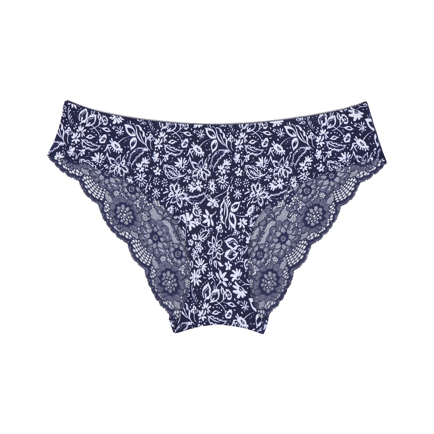 Lace Bum Bikini Brief - Mystic Navy Floral