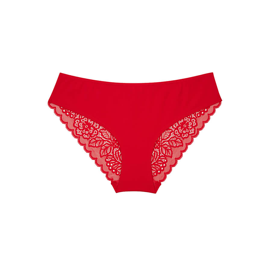 Lily Lace Bum Bikini Brief - Ruby Red