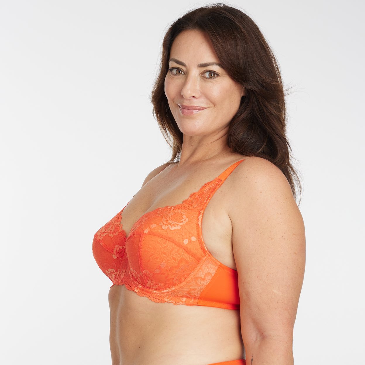 Bella Rosa Lace Padded Full Cup Bra - Salsa Orange