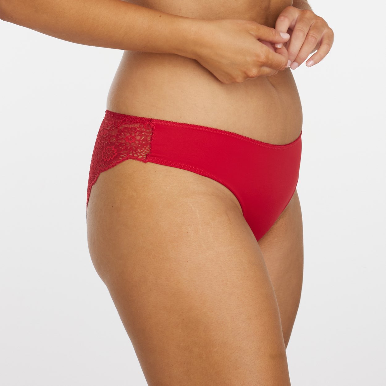 Peony Lace Bum Bikini Brief - Savvy Red