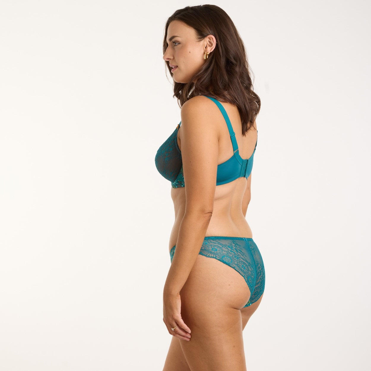 Print Lace Bum Bikini Brief - Teal Blossom