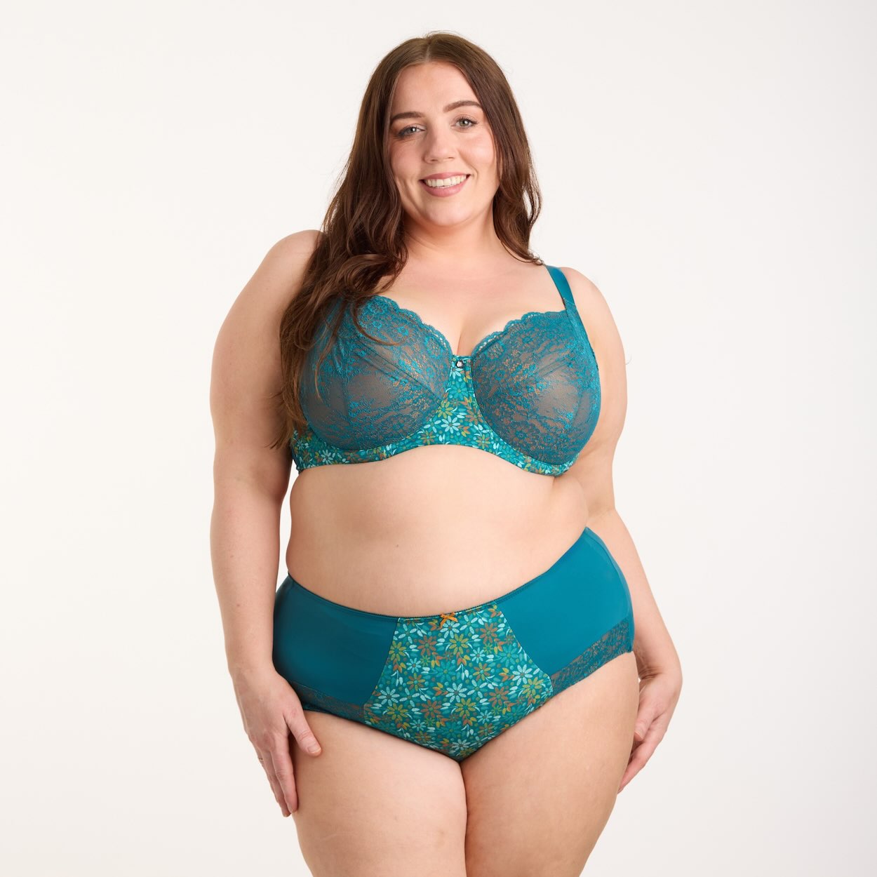 Print Premium Support Bra - Teal Blossom