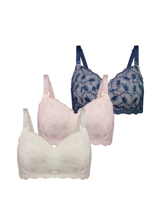 Maternity Bras (Leakproof) - 3Pack Twilight Blue, Rose Pink and Nude Crystal