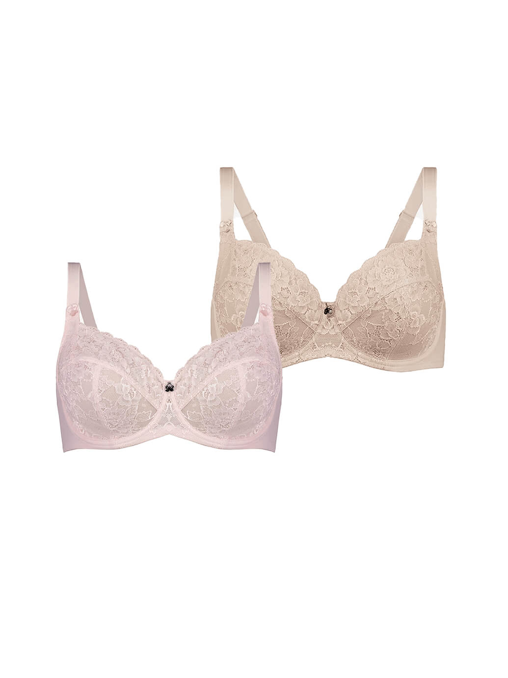 Dahlia Lace Bras (2 Pack) - Almond and Pink Smoke