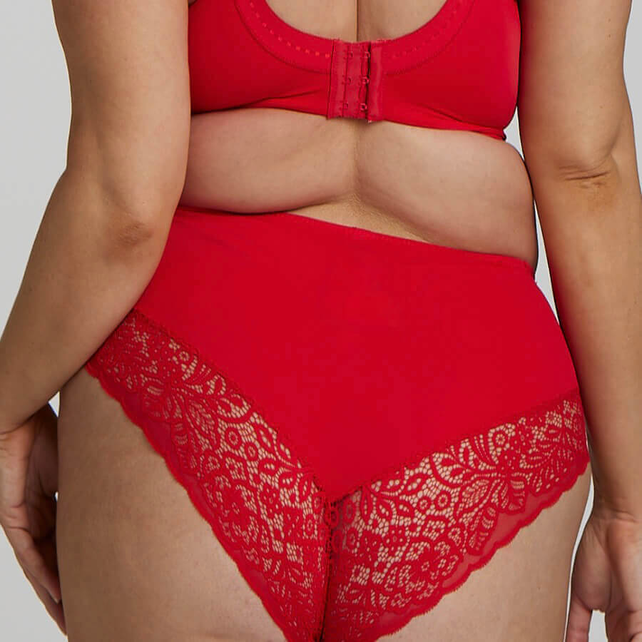 Lily Lace Midi Brief - Ruby Red