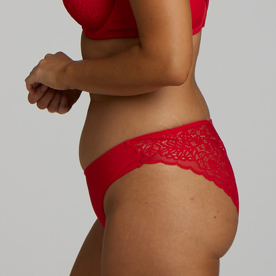 Lily Lace Bum Bikini Brief - Ruby Red