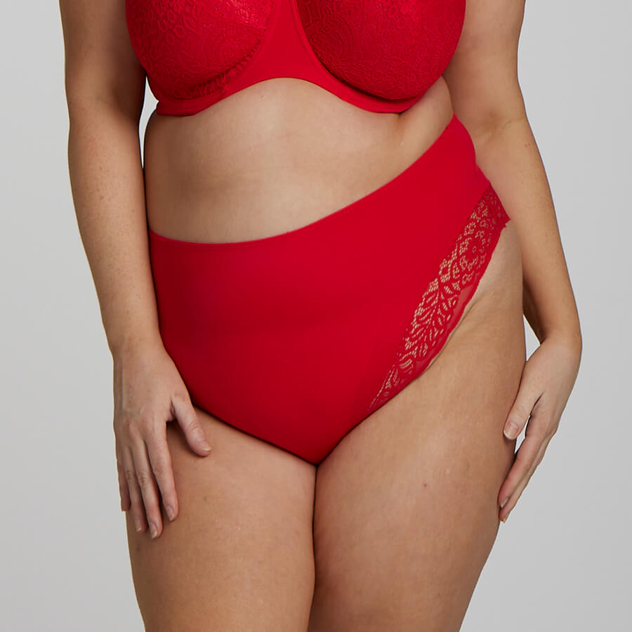 Lily Lace Midi Brief - Ruby Red