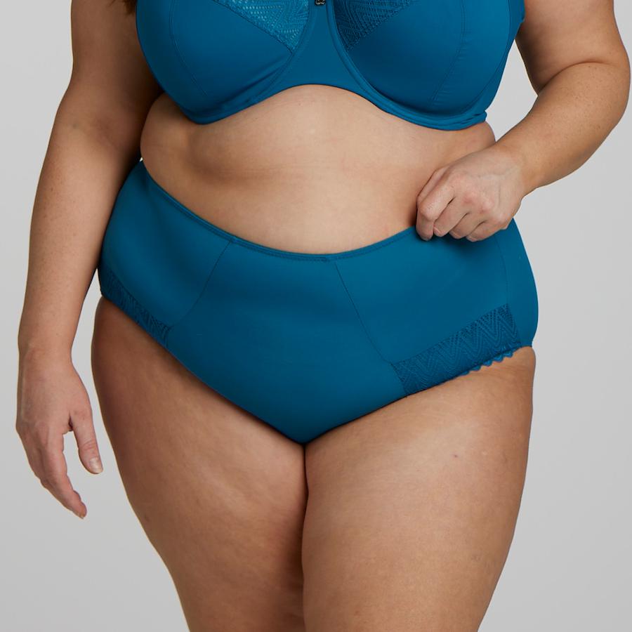 Willow Lace Full Cup Bra & Midi Short Brief Set - Teal Blue
