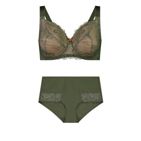 MOONESSA Comfort Bra Set Lace Underwear,fruit Green,90A at