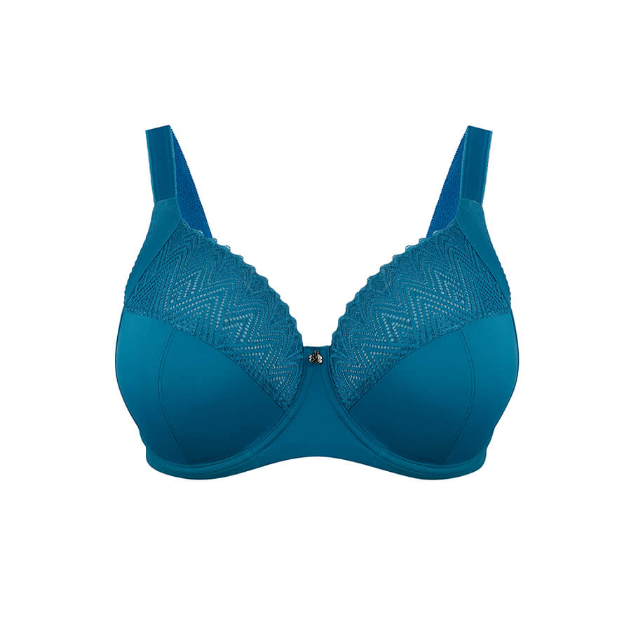 Willow Lace Full Cup Bra - Premium Support - Teal Blue