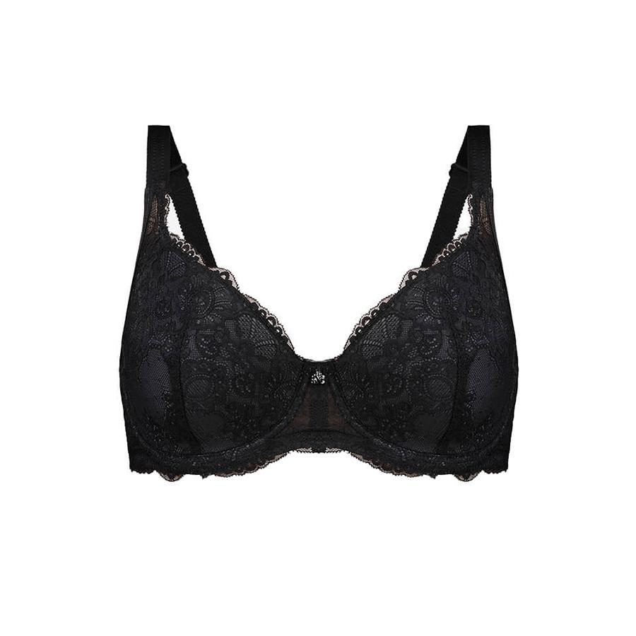 Padded Baroque Bra - Enhanced Support - Black Charcoal Product Image