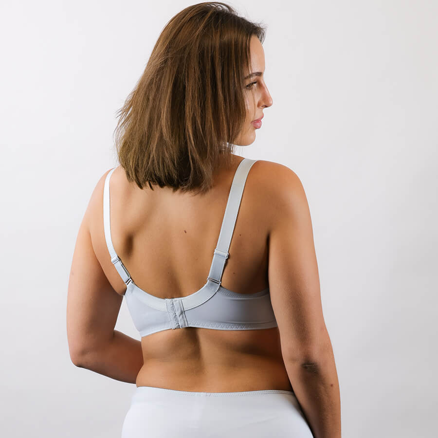 Model wearing Full Lace Cup Nightingale Bra - Enhanced Support - Ice Flow Side