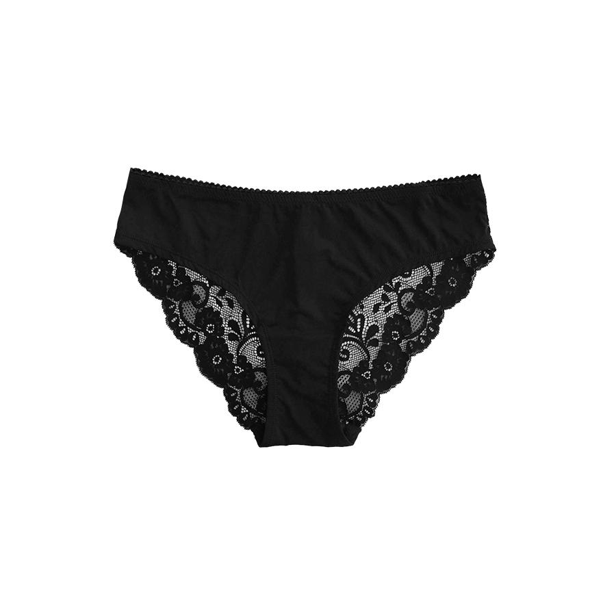 Lace Bum Bikini Brief - Black Product Image